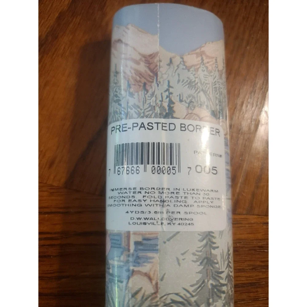 5 Rolls Vintage DW Wallcoverings Border Pattern 005 Deer Cabin Mountains NOS